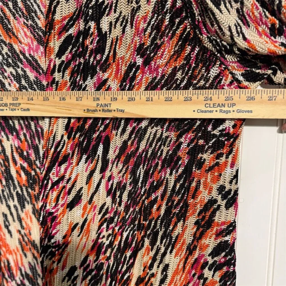 Maggie Barnes Duster 2X Abstract Animal Print Cardigan Sweater Orange Black Plus - Picture 4 of 7